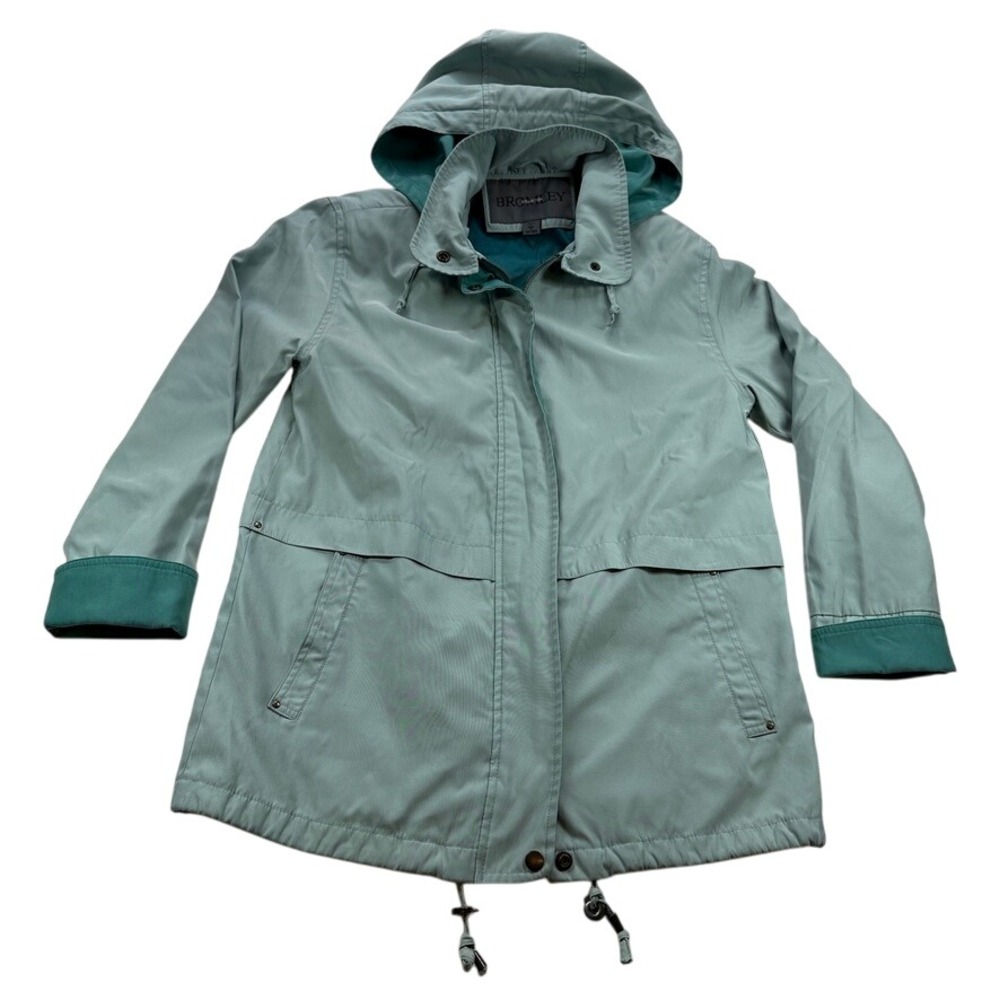BROMLEY COLLECTION‎ Vintage Teal Blue Hooded Anorak Rain Jacket Size Small
